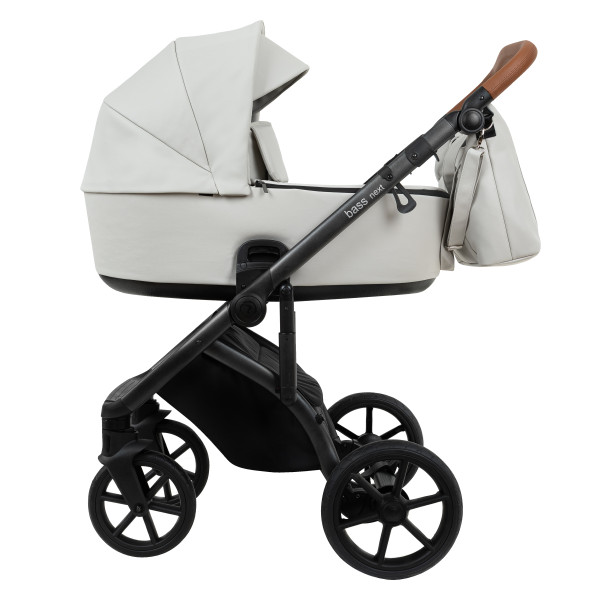 ROAN Коляска 2 в1 Bass Next короб + прогулка leather/Island Stone /Black/ руч.Коричневый (2 места)