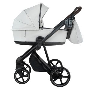 ROAN Коляска 2 в1 Sol короб + прогулка leather/Island Stone /Black/ руч.Коричневый (2 места)