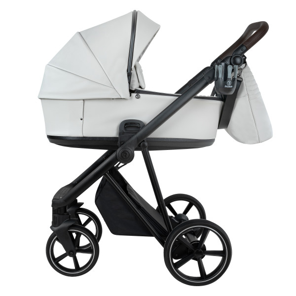 ROAN Коляска 2 в1 Sol короб + прогулка leather/Island Stone /Black/ руч.Коричневый (2 места)