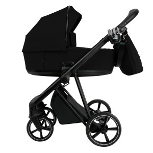 ROAN Коляска 2 в1 Sol короб + прогулка Caviar Black/Black/руч.Black(2 места)