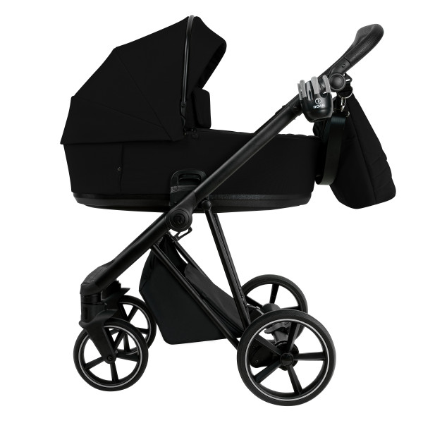 ROAN Коляска 2 в1 Sol короб + прогулка Caviar Black/Black/руч.Black(2 места)