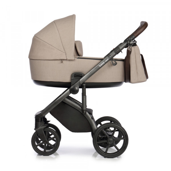 ROAN Коляска 2 в1 Bass Next короб + прогулка Beige/Black/руч.Тем.коричневый(2 места) купить mirdetstva-gran.ru