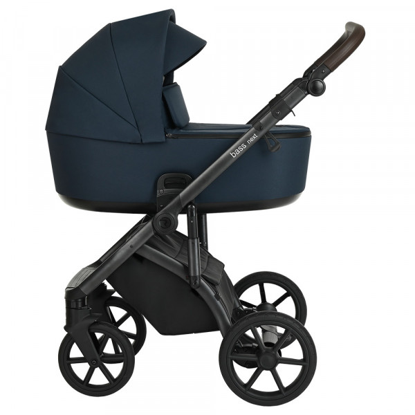 ROAN Коляска 2 в1 Bass Next короб + прогулка Navy Blue /Black/ руч.Тем.коричневый (2 места)