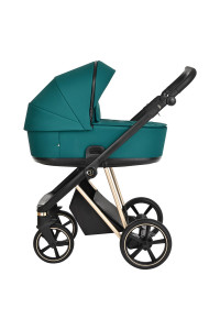 ROAN Коляска 2 в1 Sol Luxury короб + прогулка Deep Laket/Gold/руч.Черный(2 места)