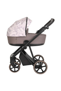 ROAN Коляска 2 в1 Sol короб + прогулка Flowers Powder/Rose gold /руч.Коричневый(2 места)
