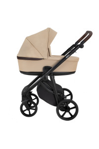 ROAN Коляска 2 в1 Essol короб + прогулка Кожа Caramel/Black/руч.Тем.коричневый(2 места)