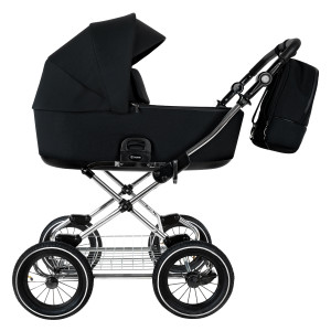 ROAN Коляска 2 в1 Bass Next Classic короб + прогулка Caviar/Black/руч.Cappuccino(2 места)12d