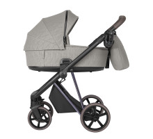 ROAN Коляска 2 в1 Sol Luxury короб + прогулка Silk Soft/Nickel/руч.Cappuccino/к.Capp(2 места)