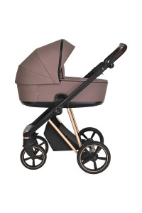 ROAN Коляска 2 в1 Sol Luxury короб + прогулка Cocoa/Rose Gold/руч.Тем.Коричневый(2 места)
