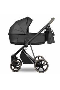 ROAN Коляска 2 в1 Sol короб + прогулка Кожа Woodland Gray/Nickel/руч.Cappuccino/к.Cappuccin(2 места)