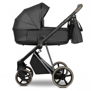 ROAN Коляска 2 в1 Sol короб + прогулка Кожа Woodland Gray/Nickel/руч.Cappuccino/к.Cappuccin(2 места)