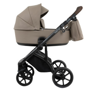 ROAN Коляска 2 в1 Bass Next короб + прогулка leather/Cappucino/Black/ руч.Коричневый (2 места)