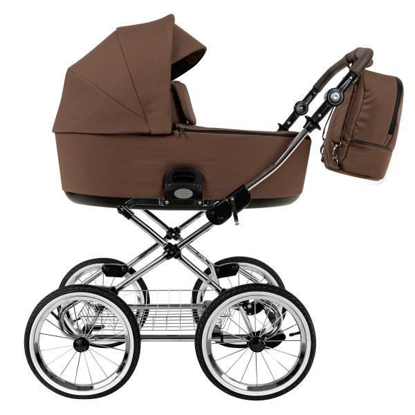 ROAN Коляска 2 в1 Bass Next Classic короб + прогулка Mocha Mousse/Black/руч.Cappuccino(2 места)14d