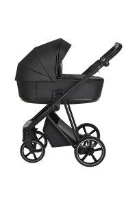 ROAN Коляска 2 в1 Sol короб + прогулка Кожа Black /Black/руч.Черный(2 места)