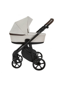 ROAN Коляска 2 в1 Esso короб + прогулка Кожа Island Stone /Black/ руч.Коричневый (2 места)