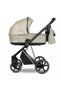 ROAN Коляска 2 в1 Sol короб + прогулка Кожа Almond Sugar /Champagne/руч.Black/к.Black(2 места)