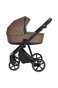 ROAN Коляска 2 в1 Sol короб + прогулка Кожа Camel/Black/руч.Тем.коричневый(2 места)