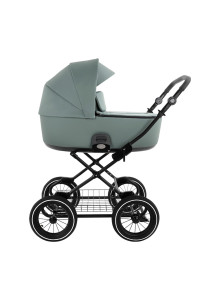 ROAN Коляска 2 в1 Bass Next Classic короб + прогулка Кожа Misti Mint/Grey/d12/руч. Серый(2 места)
