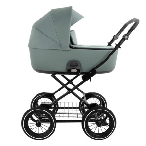 ROAN Коляска 2 в1 Bass Next Classic короб + прогулка Кожа Misti Mint/Grey/d12/руч. Серый(2 места)