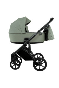ROAN Коляска 2 в1 Bass Next короб + прогулка Sage Green/Black/руч.Black(2 места)
