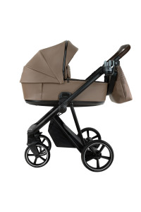 ROAN Коляска 2 в1 Sol короб + прогулка leather/Camel/Black/руч.Тем.коричневый(2 места)