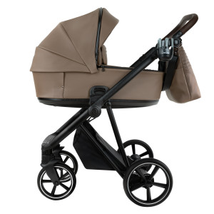 ROAN Коляска 2 в1 Sol короб + прогулка leather/Camel/Black/руч.Тем.коричневый(2 места)
