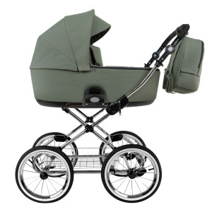 ROAN Коляска 2 в1 Bass Next Classic короб + прогулка Sage Green/Black/руч.Black(2 места)14d