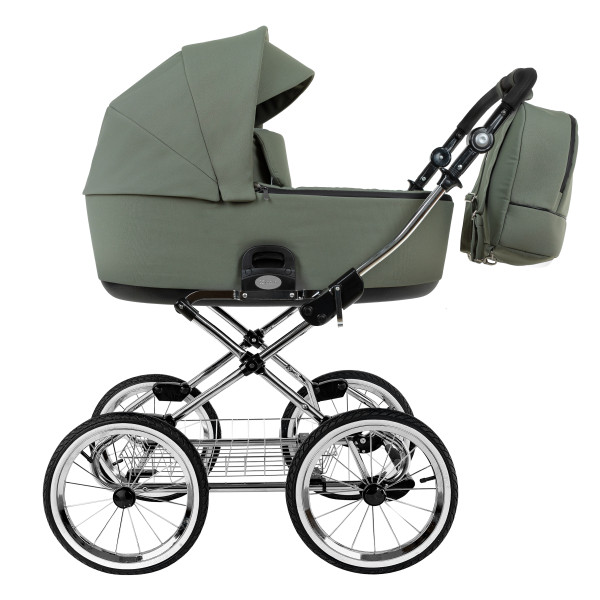 ROAN Коляска 2 в1 Bass Next Classic короб + прогулка Sage Green/Black/руч.Black(2 места)14d