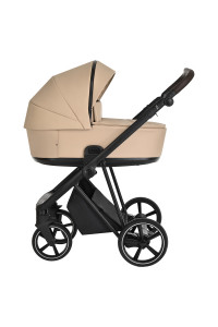 ROAN Коляска 2 в1 Sol короб + прогулка Кожа Caramel/Black/руч.Тем.коричневый(2 места)