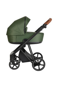 ROAN Коляска 2 в1 Sol короб + прогулка Boho Green/Black/руч.Коричневый(2 места)