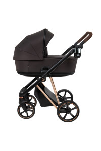 ROAN Коляска 2 в1 Sol Luxury  короб + прогулка Choco/Rose Gold/руч.Тем.Коричневый(2 места)