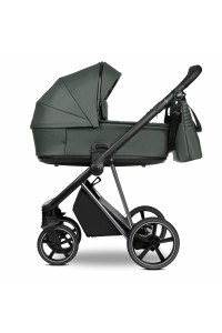 ROAN Коляска 2 в1 Sol короб + прогулка Кожа Atlantic Deep/Nickel/руч.Black/к.Black(2 места)