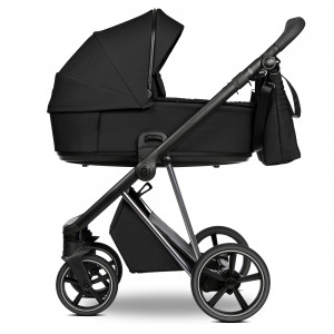 ROAN Коляска 2 в1 Sol короб + прогулка Caviar Black/Nickel/руч.Black/к.Black(2 места)