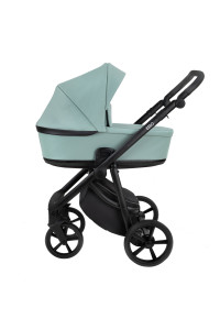 ROAN Коляска 2 в1 Esso короб + прогулка Кожа Misti Mint/Grey/руч. Серый(2 места)