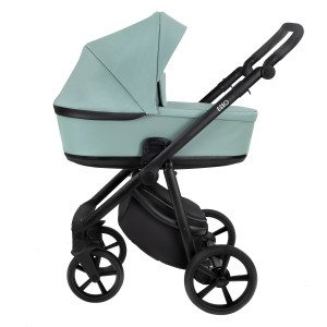 ROAN Коляска 2 в1 Esso короб + прогулка Кожа Misti Mint/Grey/руч. Серый(2 места)