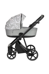 ROAN Коляска 2 в1 Sol короб + прогулка Flowers Gray/Black/руч.Черный (2 места)
