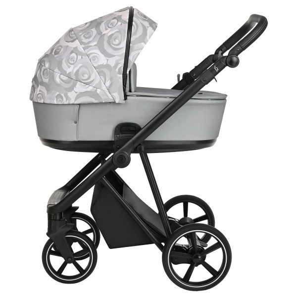 ROAN Коляска 2 в1 Sol короб + прогулка Flowers Gray/Black/руч.Черный (2 места) ROAN Коляска 2 в1 Sol короб + прогулка Flowers Gray/Black/руч.Черный (2 места)