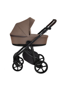 ROAN Коляска 2 в1 Esso короб + прогулка Кожа Camel/Black/руч.Тем.коричневый(2 места)