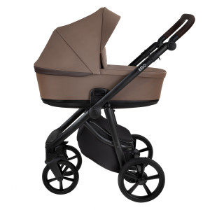 ROAN Коляска 2 в1 Esso короб + прогулка Кожа Camel/Black/руч.Тем.коричневый(2 места)