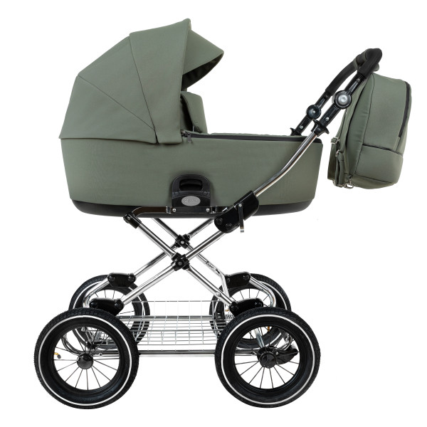 ROAN Коляска 2 в1 Bass Next Classic короб + прогулка Sage Green/Black/руч.Black(2 места)12d