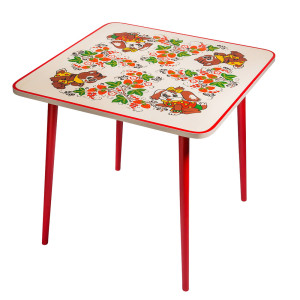 ХОХЛОМА Стол квадратный Осень с художеств.росписью Травка Ягоды 650x650x580h