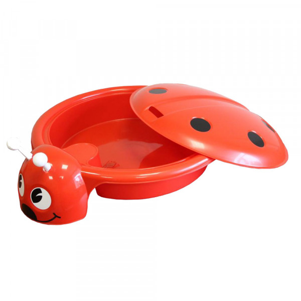 ПЛАСТИК Игрушка Песочница-бассейн Божья Коровка с крышкой 92x80x23,6 см Красный купить mirdetstva-gran.ru